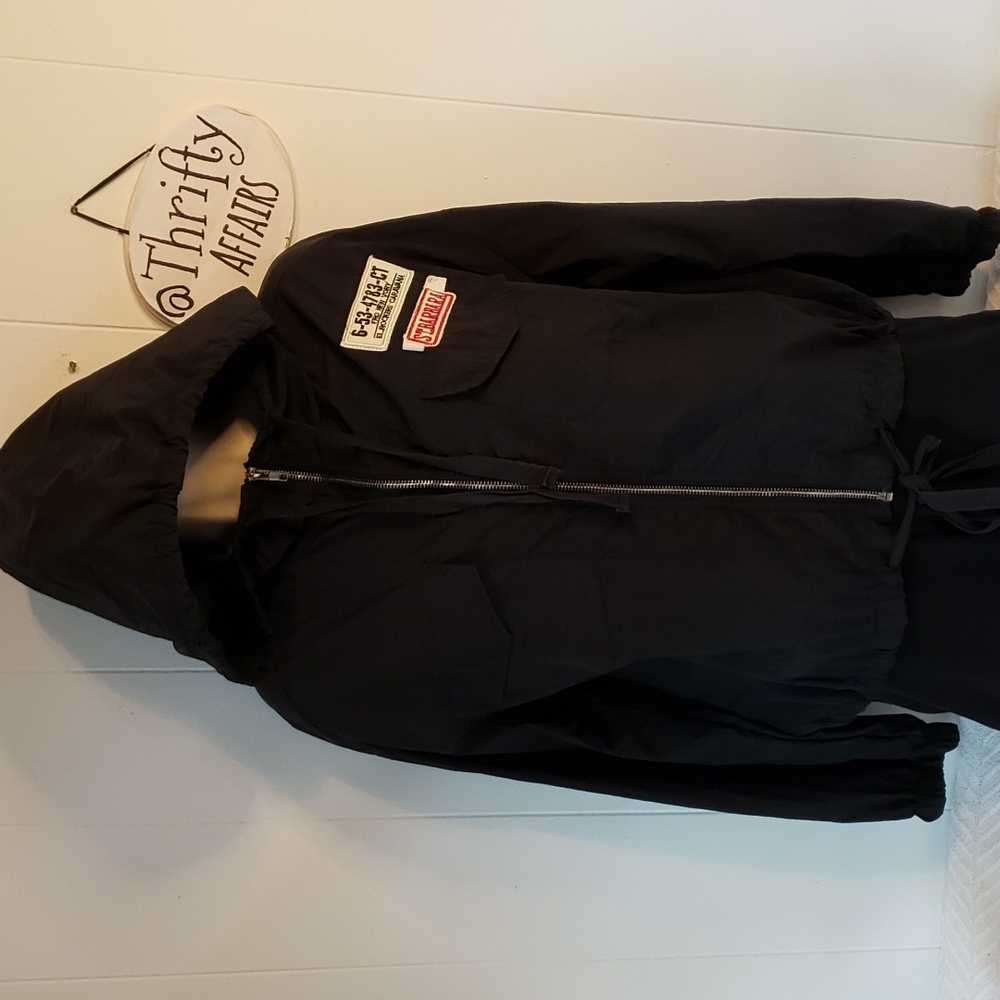 IT GIRL Black Windbreaker Zip front Hoodie Jacket